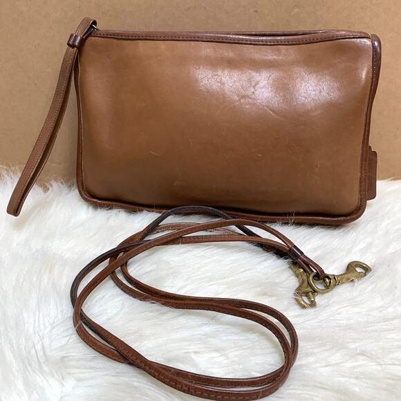 COACH Vintage NY Brown Leather 3-way BASIC BAG Clutch Wristlet Shoulder Bag 9455 - Picture 1 of 16